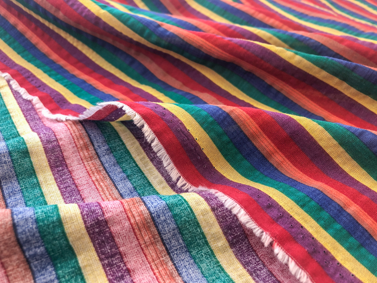 Rainbow Stripe Cotton/Rayon Voile Stonemountain & Daughter Fabrics