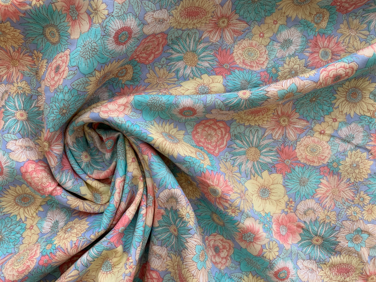 Japanese Cotton Double Gauze Floral Blue Stonemountain & Daughter