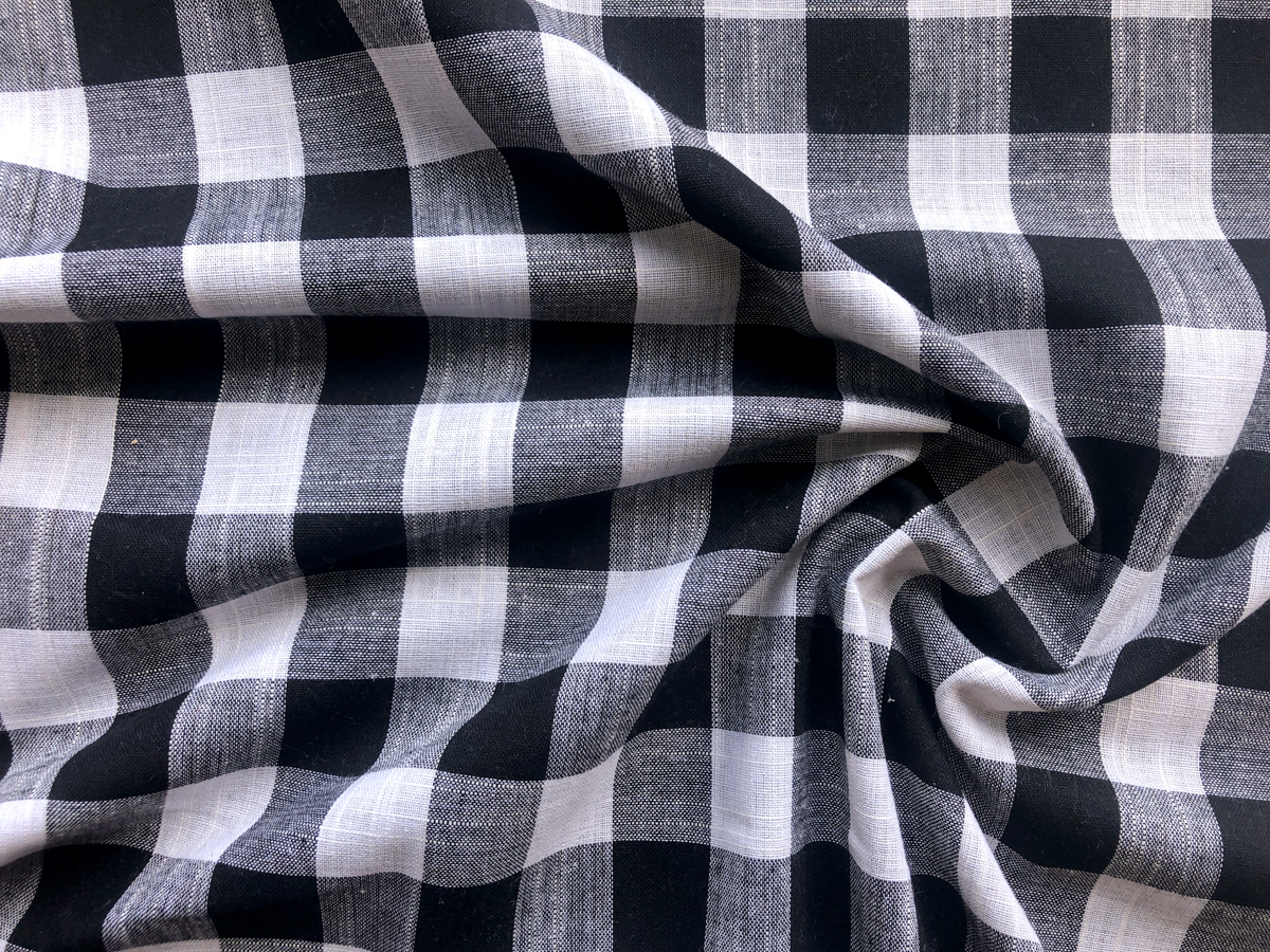 Cotton/Linen Gingham Big Check Black Stonemountain & Daughter Fabrics