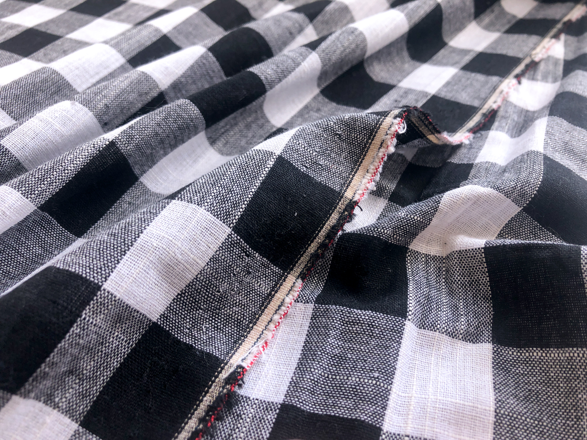 Cotton/Linen Gingham Big Check Black Stonemountain & Daughter Fabrics