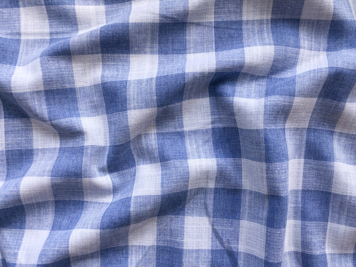 Cotton/Linen Gingham Big Check Sky Blue Stonemountain & Daughter