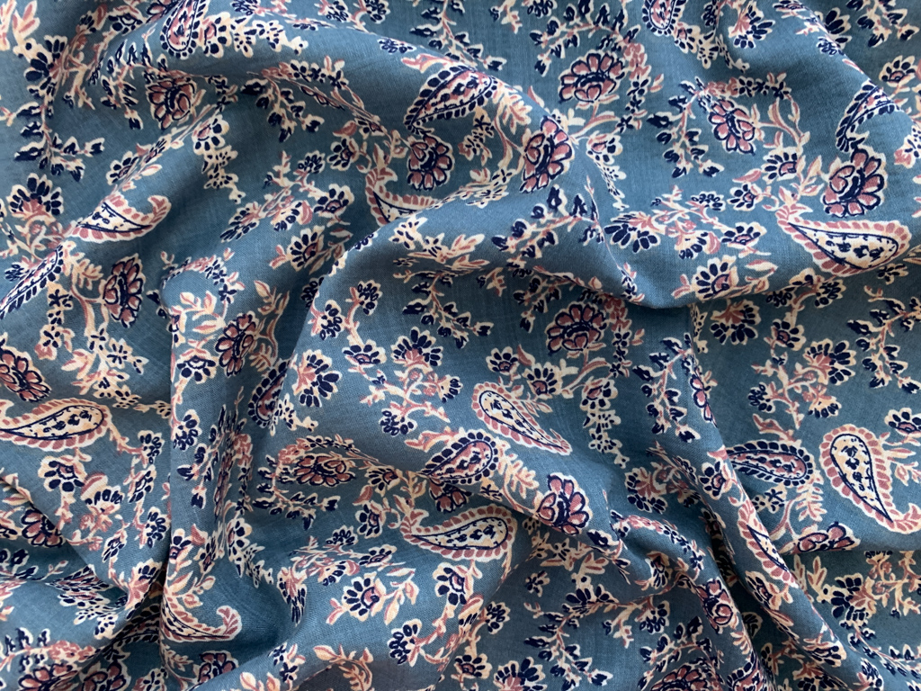 Cotton/Rayon Voile Paisley Grey Stonemountain & Daughter Fabrics