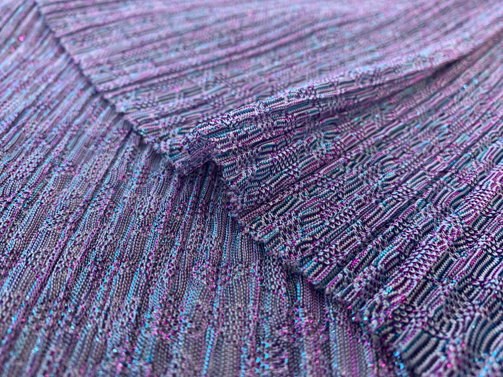 Designer Deadstock Pleated Jacquard Knit Purple Stonemountain