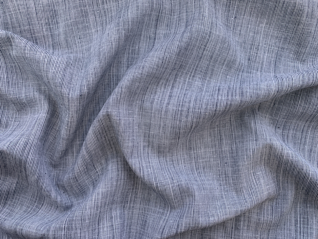 Designer Deadstock Cotton Yarn Dyed Shirting Navy Stonemountain