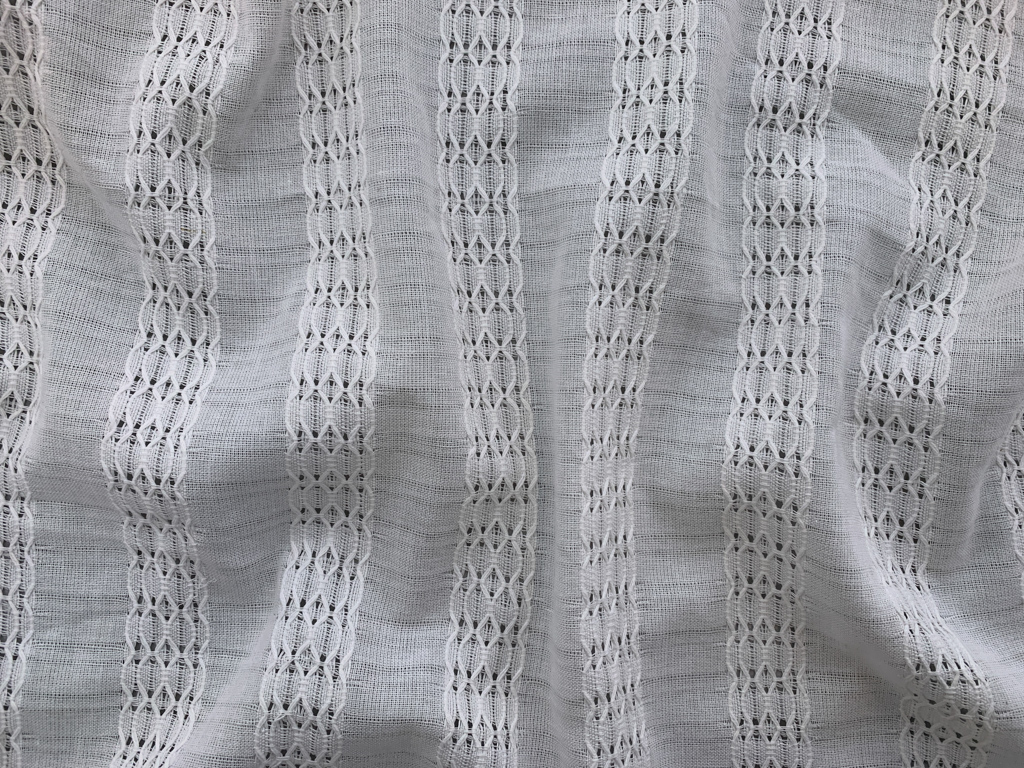 Designer Deadstock Embroidered Cotton Gauze Ivory Stonemountain