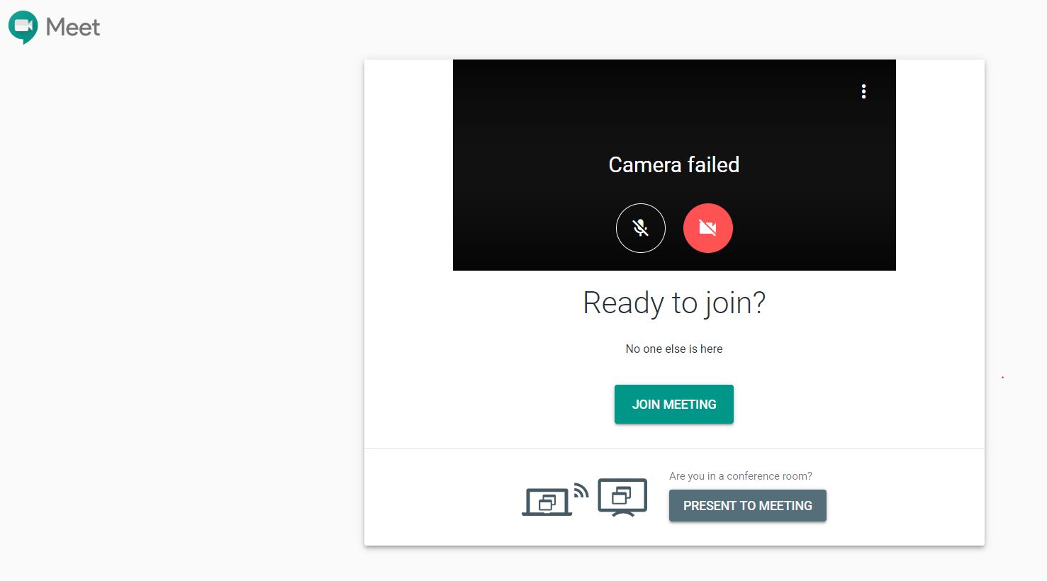 i get a camera failed message when i use Meet or Google Hangouts. My
