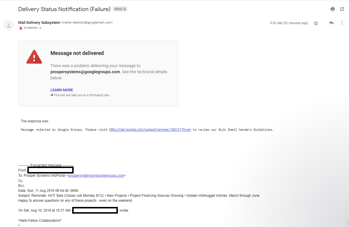 My group emails are being blocked. How do I fixed this