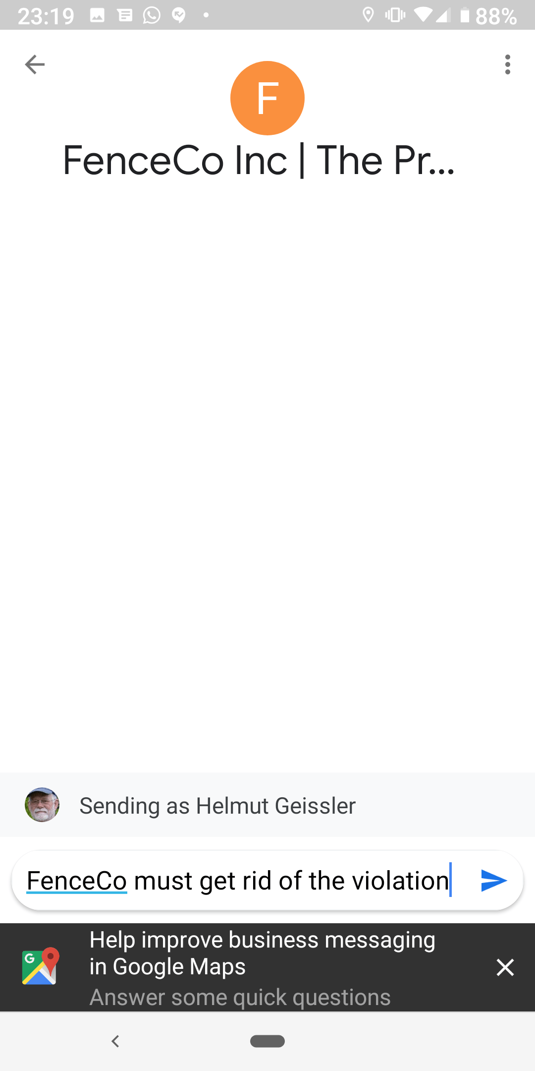 Google My Bussiness app is not showing me messages that clients have