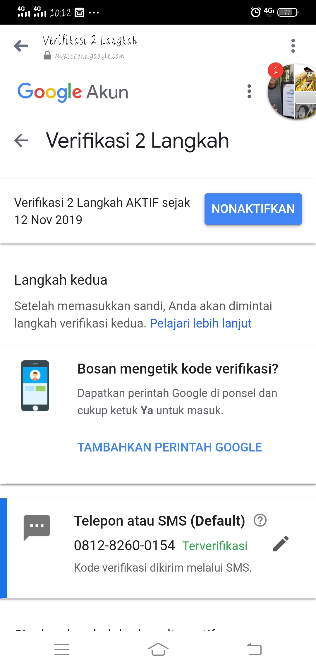 Knp no hp verif 2 langkah saya kembali ke no hp lama? Saya jdi tidak