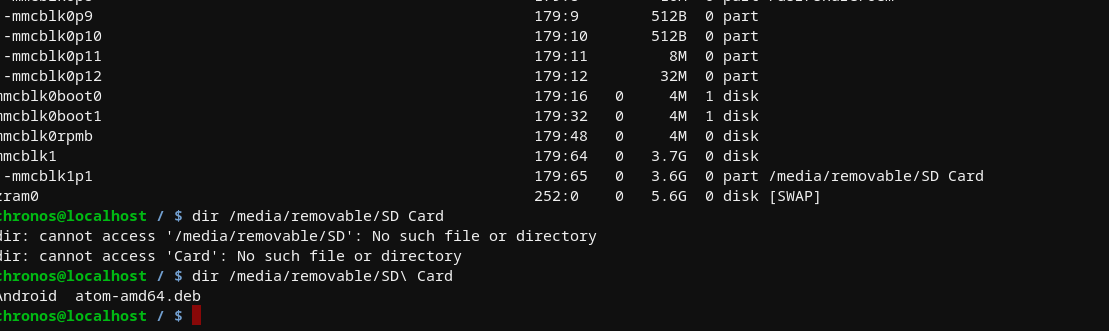 linux beta I cant find the directory where my SD card is located