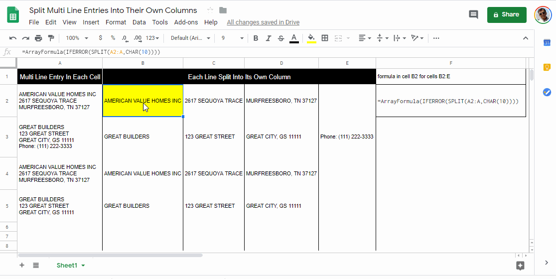 "Split Text to Column" based upon carriage return or line feed? Google Docs Editors Community