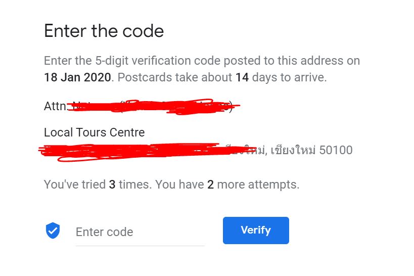 Verification code not working * Google My Business Community
