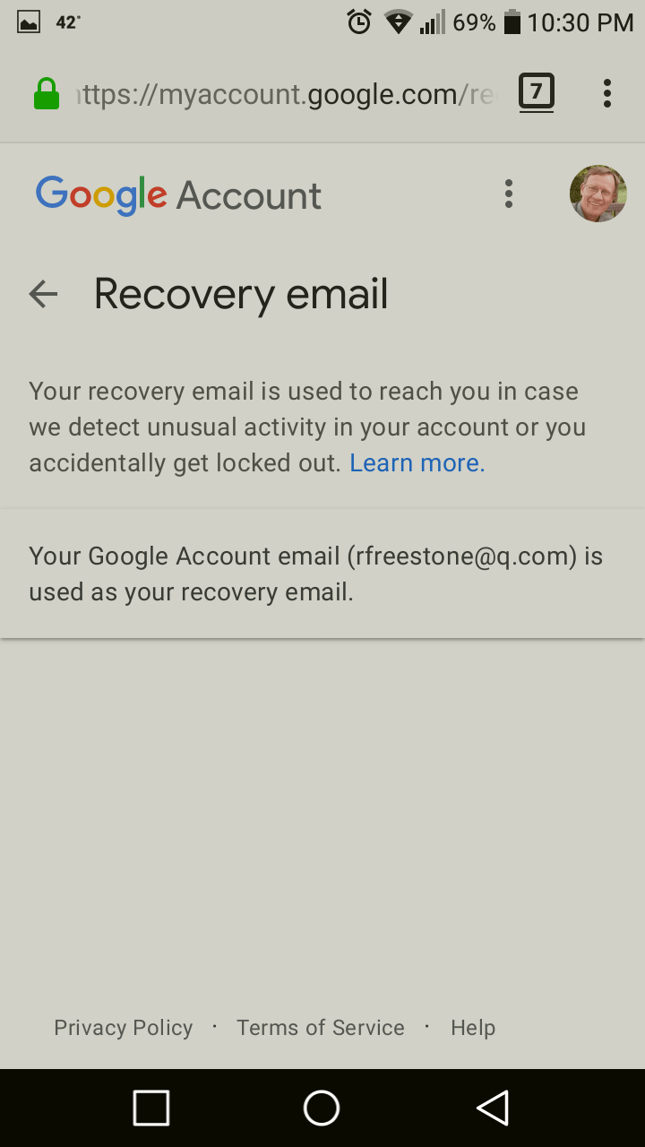 how do I change my recovery email address as I can't edit
