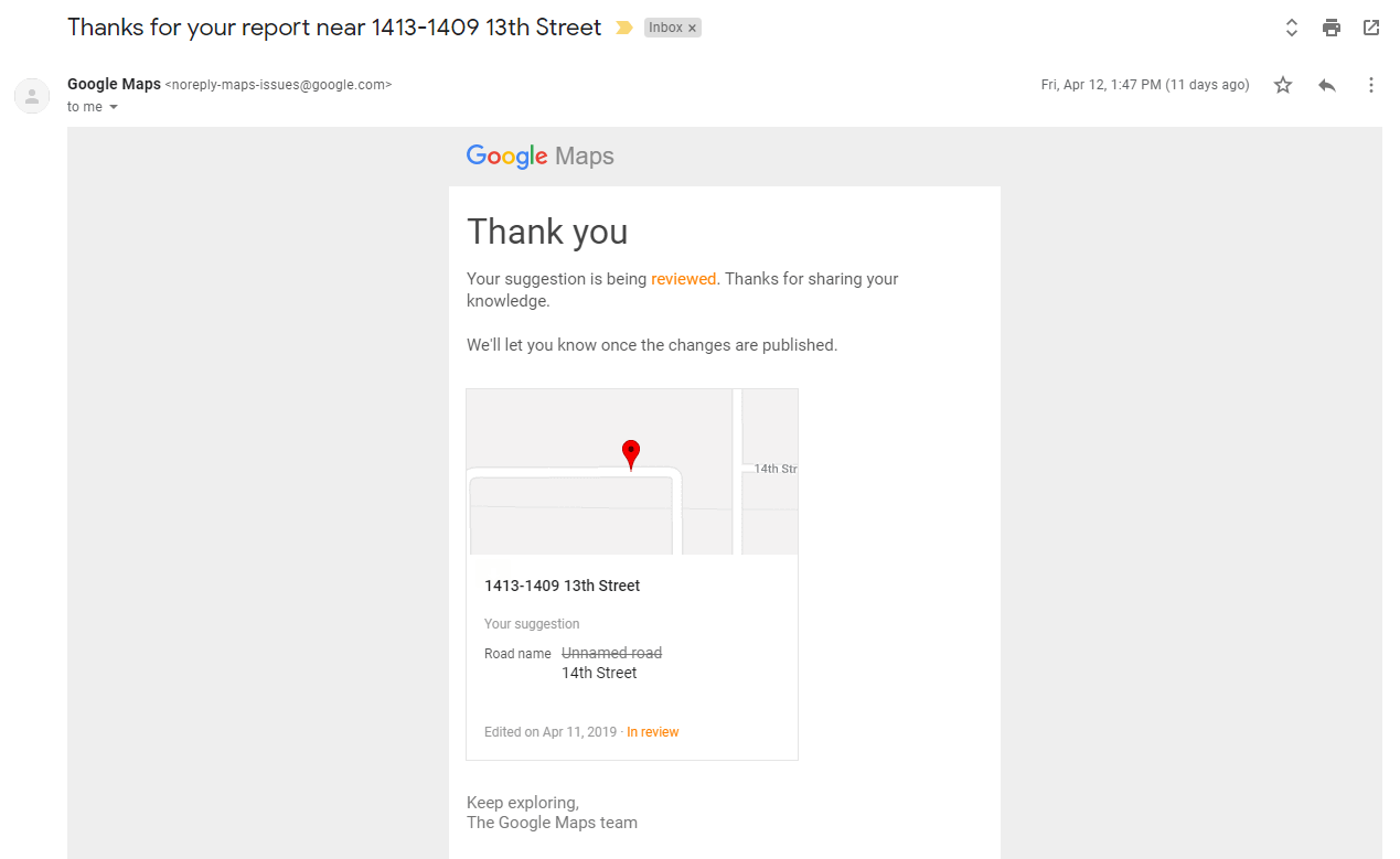 Google Maps Not Saying Street Names