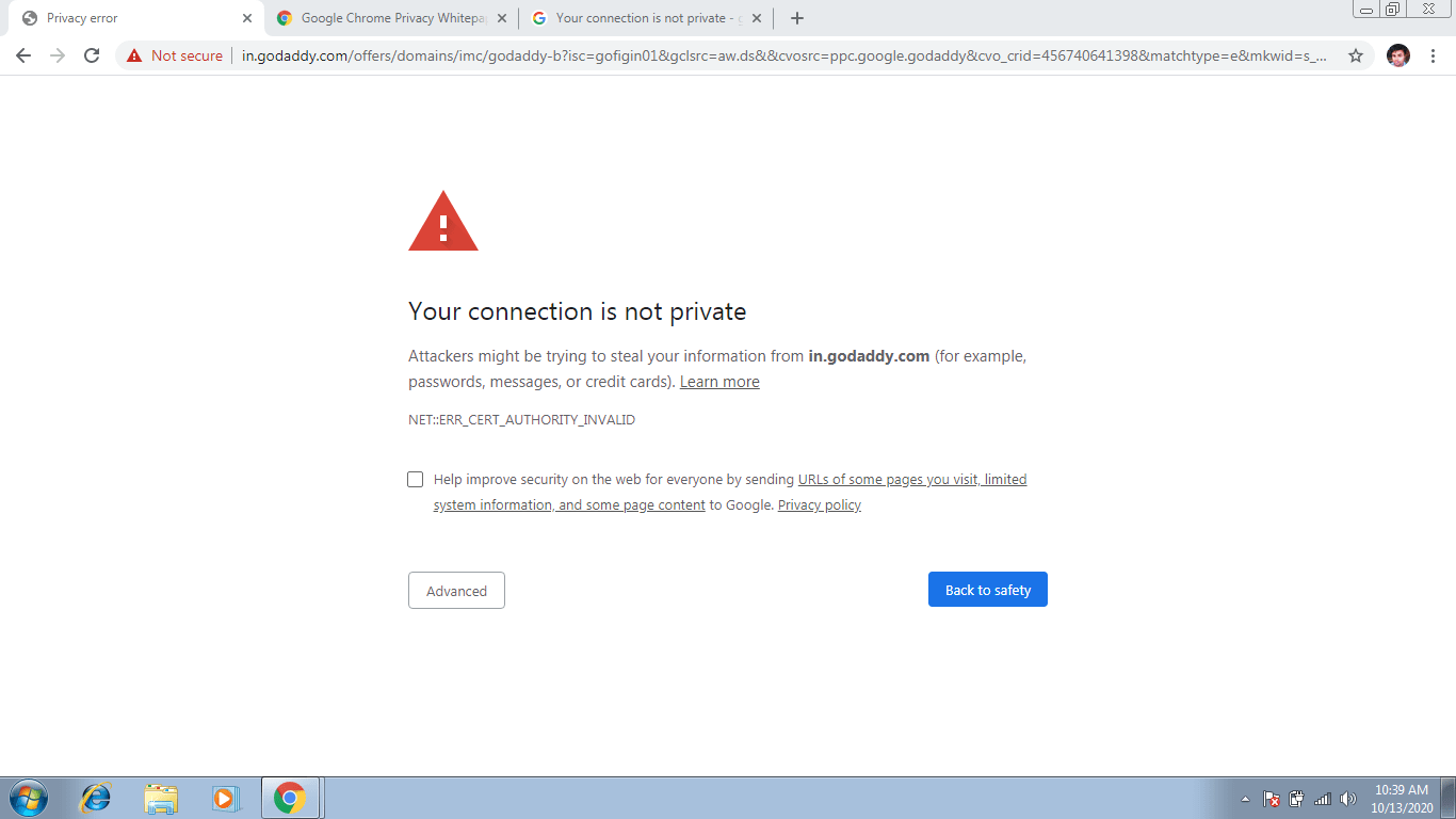 Your connection is not private google website Google Chrome Community
