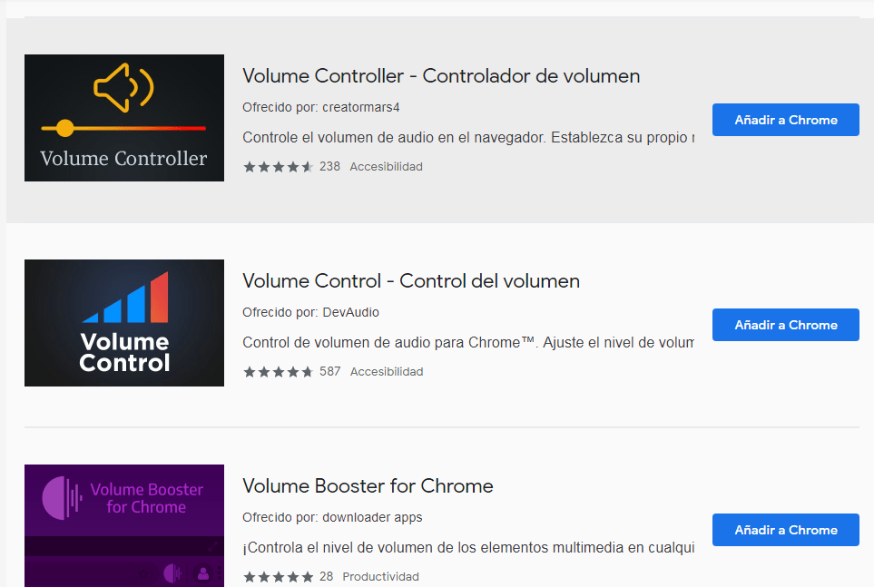 Me dejaron de funcionar las extensiones para subir volumen en Chrome