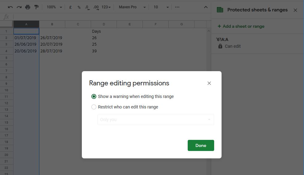 On sheets, I want to block myself from modifying cells by accident. I