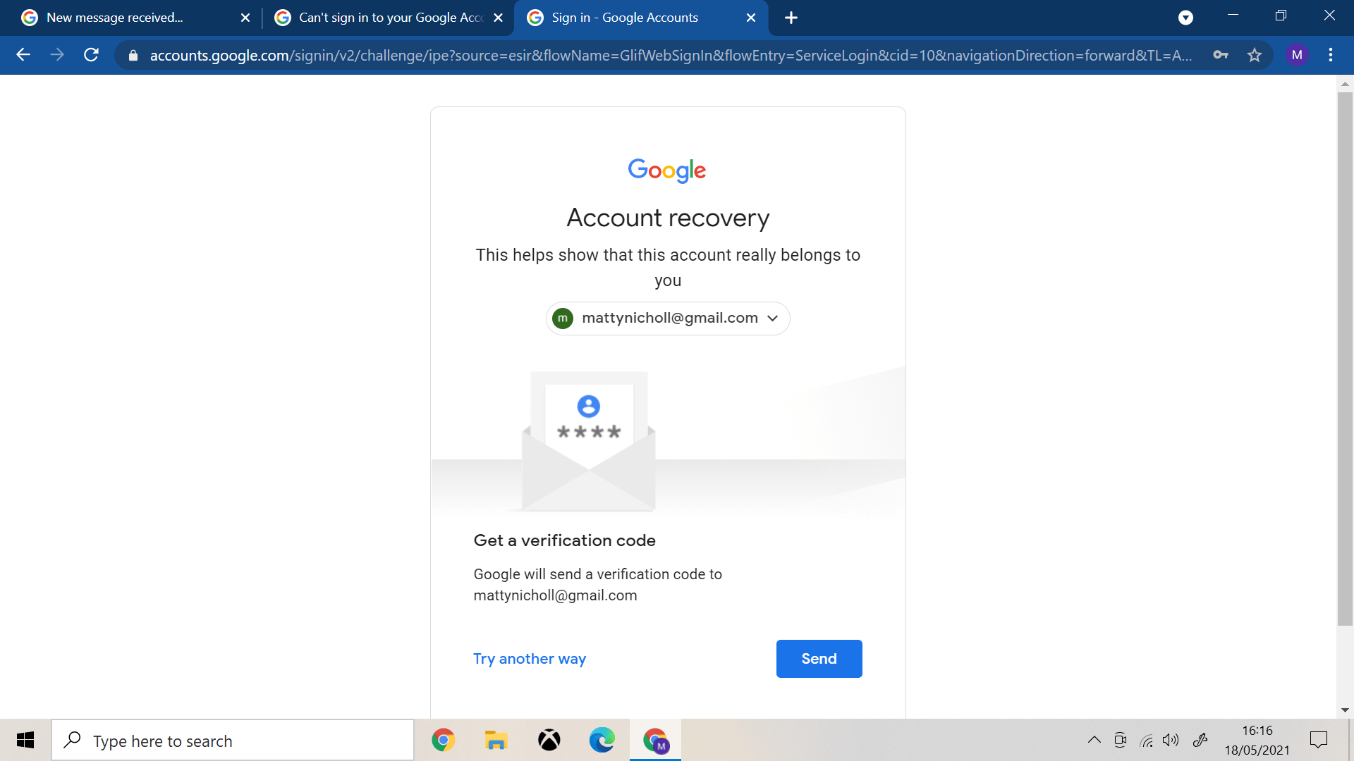 account recovery error Gmail Community