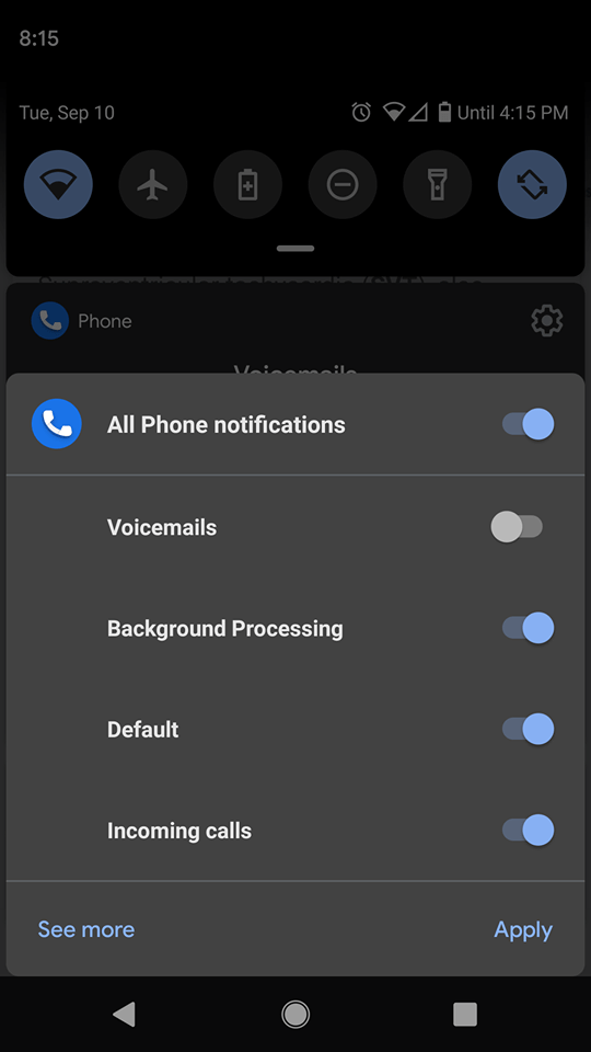 Can not clear Voicemail notification icon on Pixel XL after Android 10