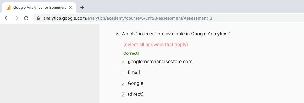 Incorrect Solution For Assessment Question - Google Analytics Community