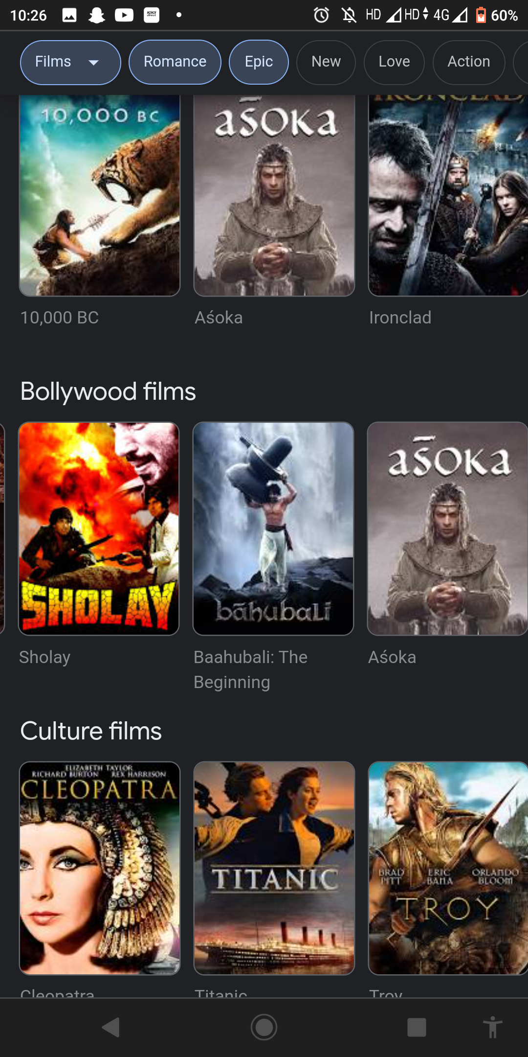 I searched best epic love story movies. But I have problems wit 