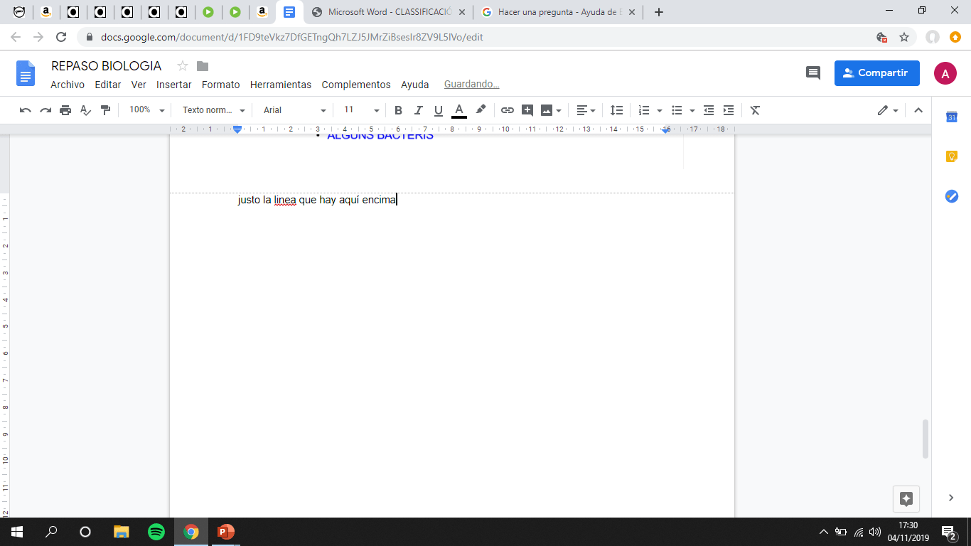 Como puedo eliminar una linea horizontal discontinua que me aparece