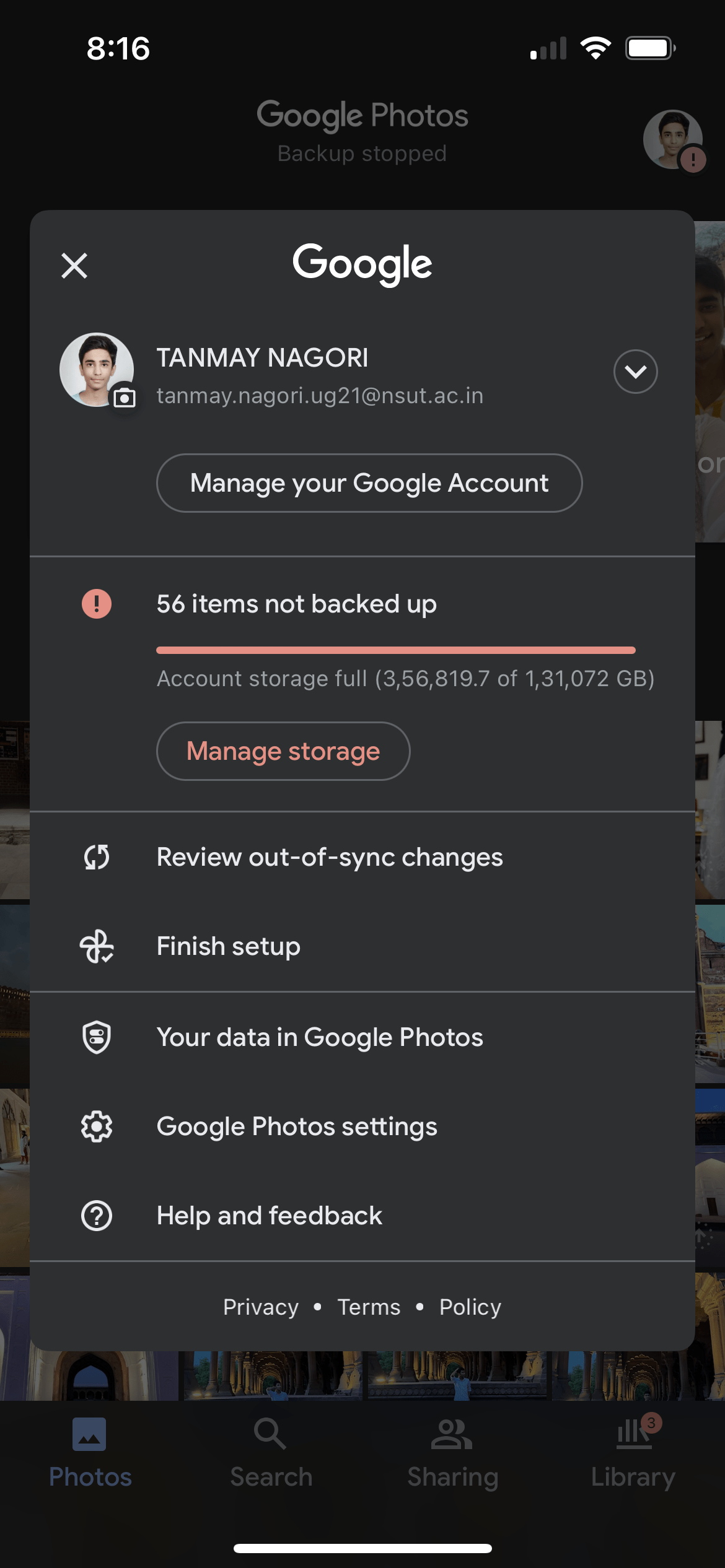 This is my college email if and I have got unlimited storage but 