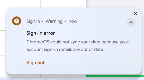 ChromeOS could not Sync your data, Sign in error - Google 