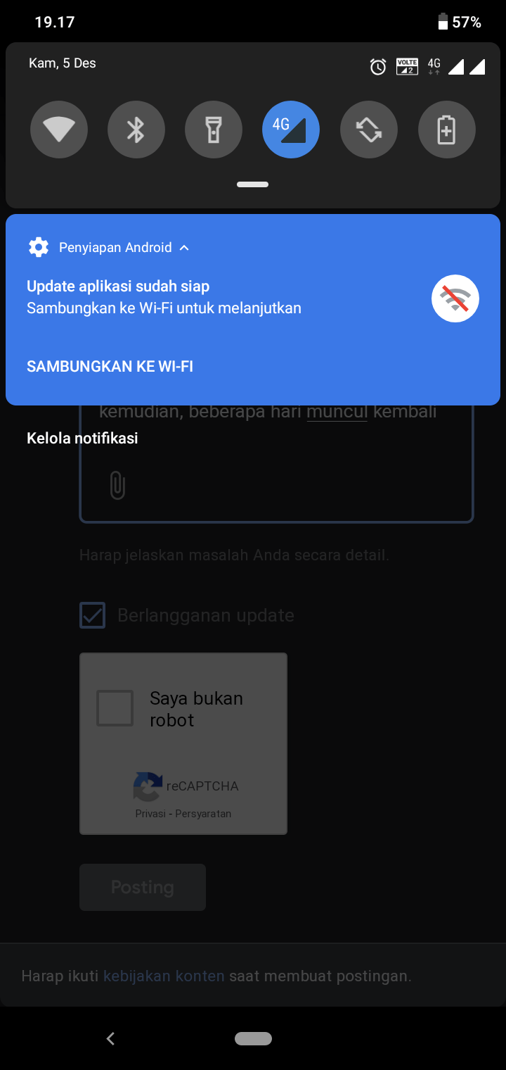 Kenapa "penyiapan android" selalu muncul di notifikasi? Isinya "update