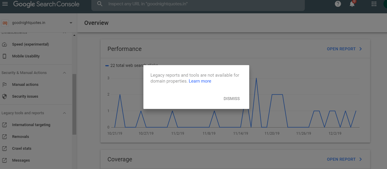 Legacy reports and tools are not available for domain properties