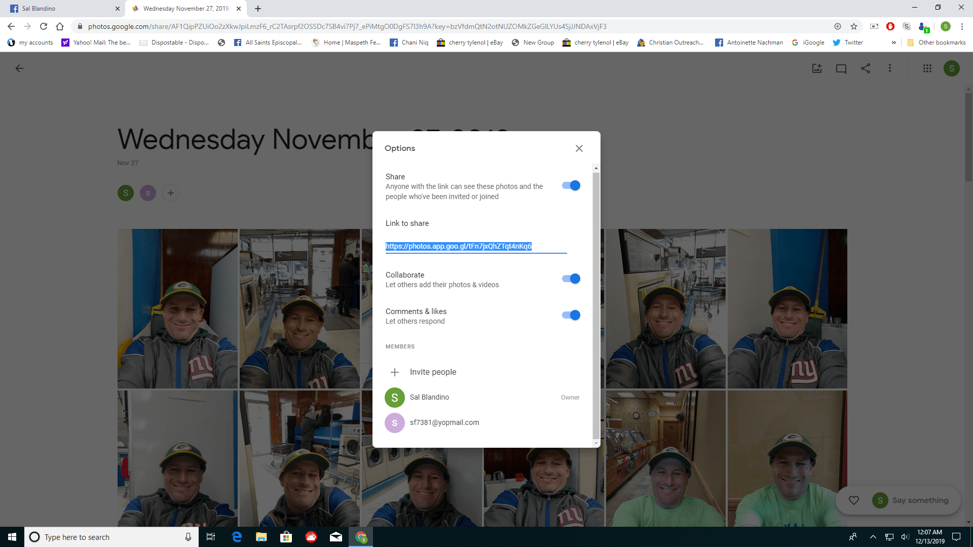 Why won't Google photos allow me to invite non google