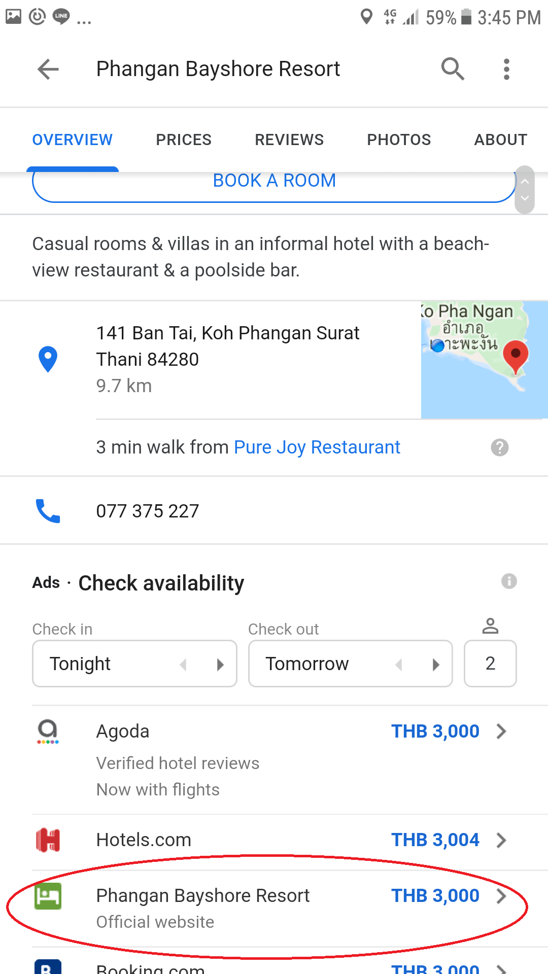 How can I have my hotel booking link (direct booking) show in google
