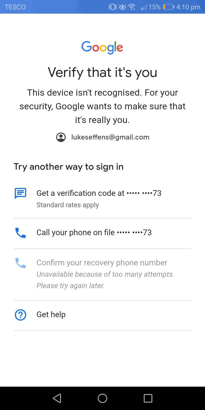 I'm locked out of one of my Gmail accounts after I reset my phone