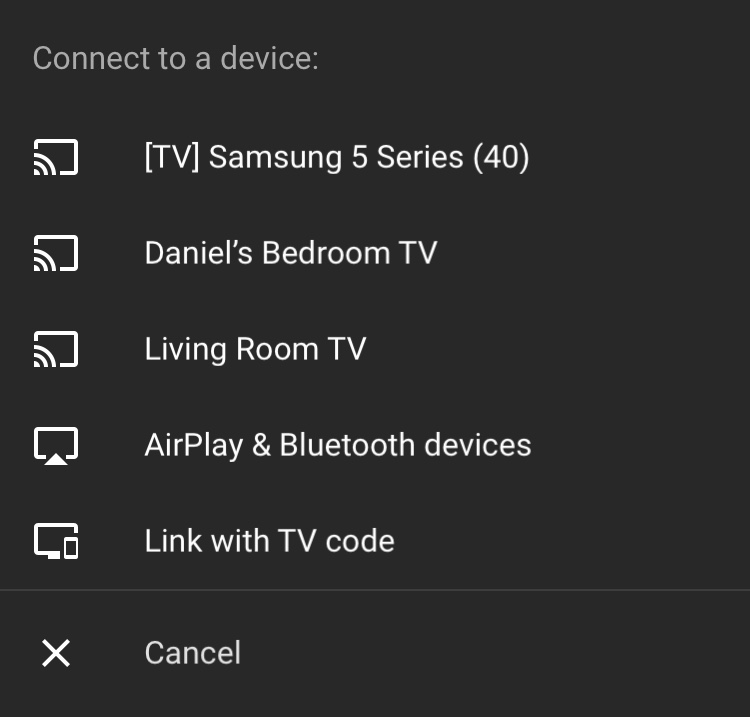 How to unlink a Samsung Smart TV from over the cast (not local