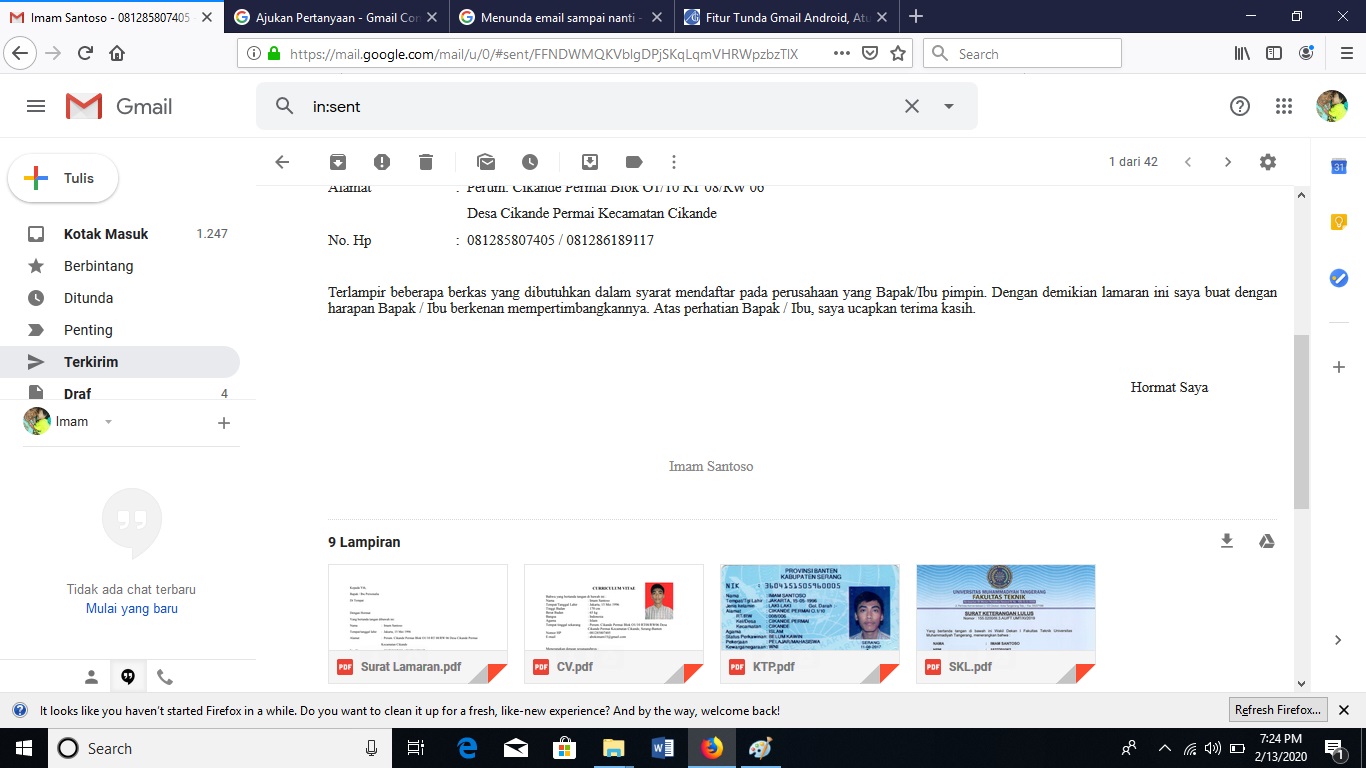 Apakah bisa menarik email yang sudah terkirim lebih dari seminggu