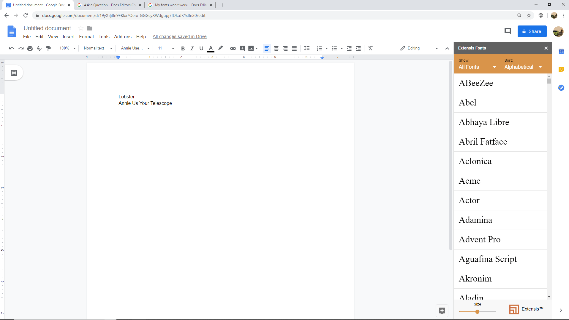 Google doc fonts are not working Google Docs Editors Community
