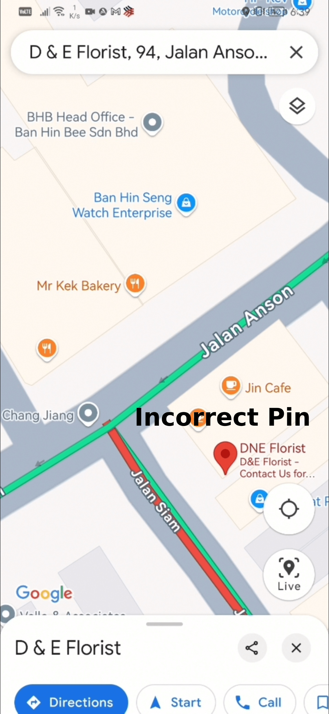 The location pin for the business is off sometimes - Google Maps 