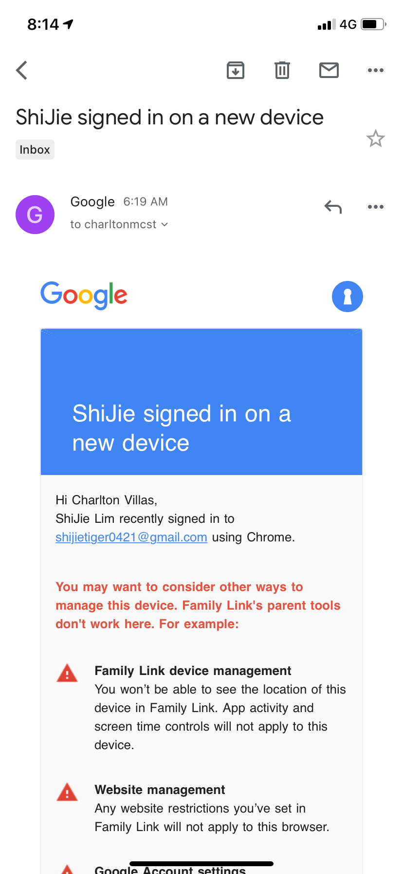 I'm receiving emails not meant for me from Google