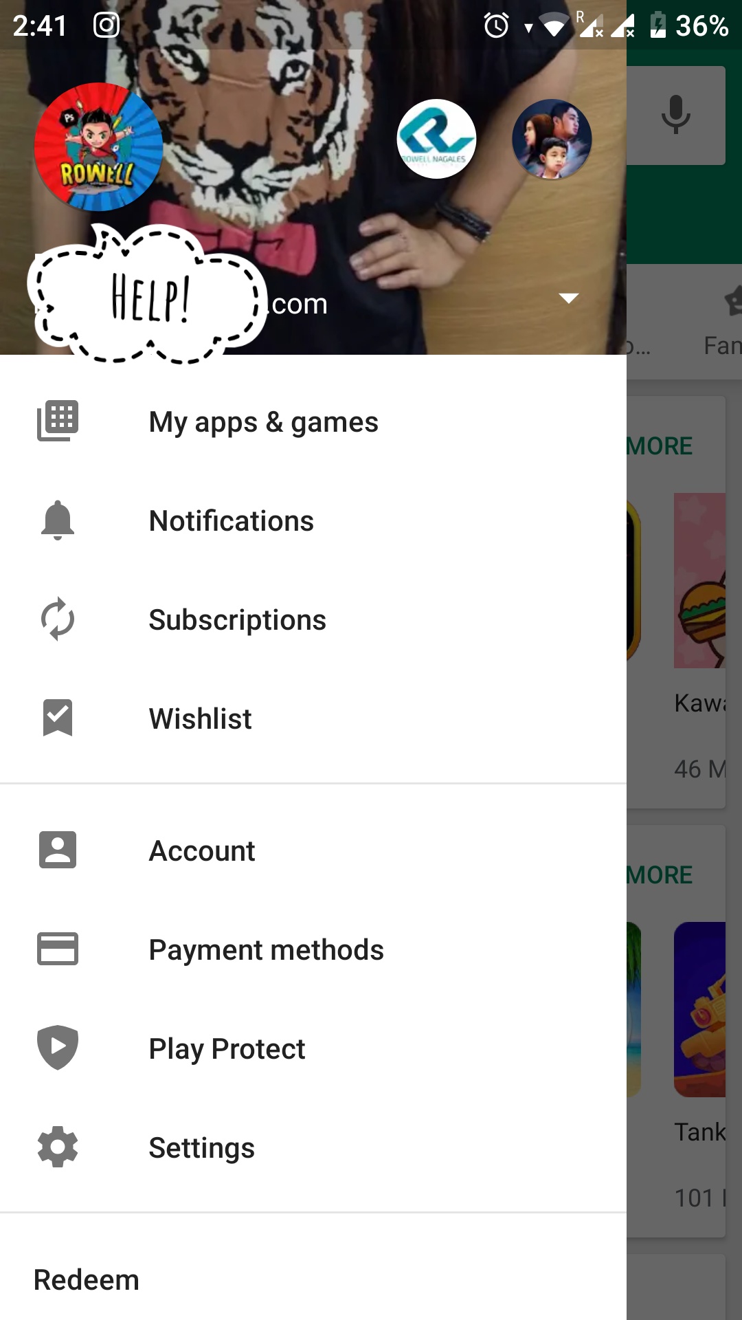 Change google play background photo, not the profile picture. Google