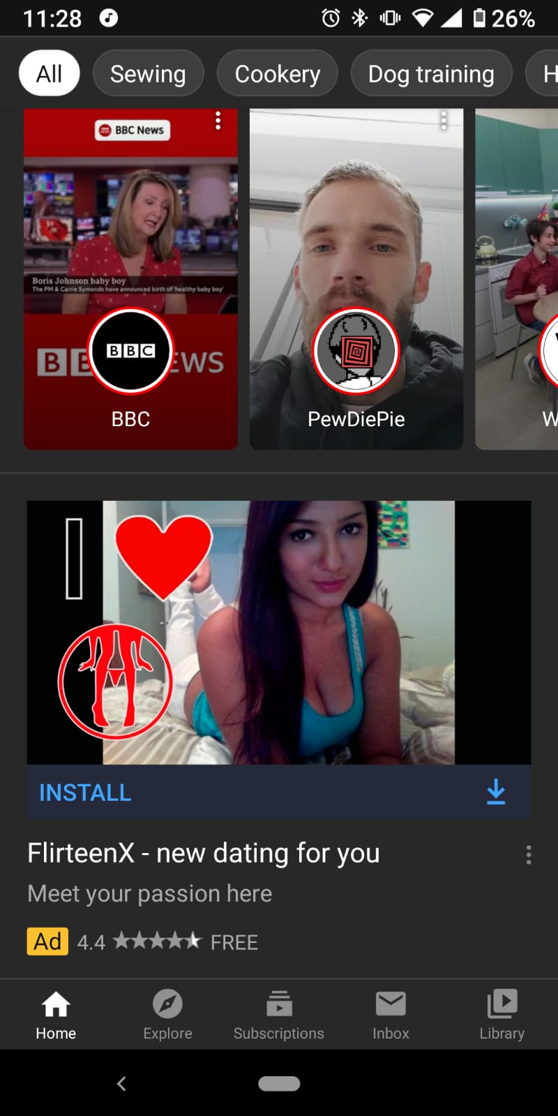 Inappropriate Ad on Youtube App - &lsquo;dating&rsquo; advert including minors 