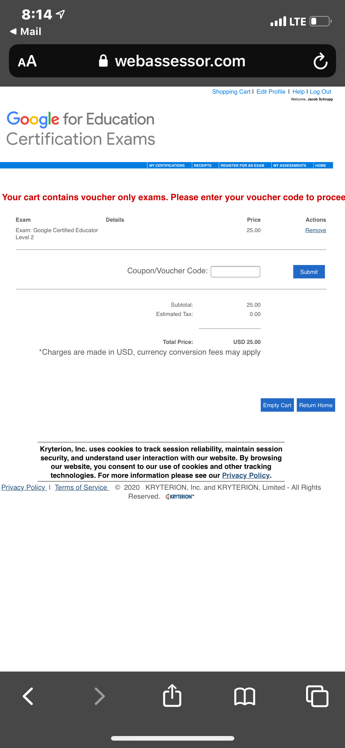 How do I get a voucher to take the test. It says I have a voucher only