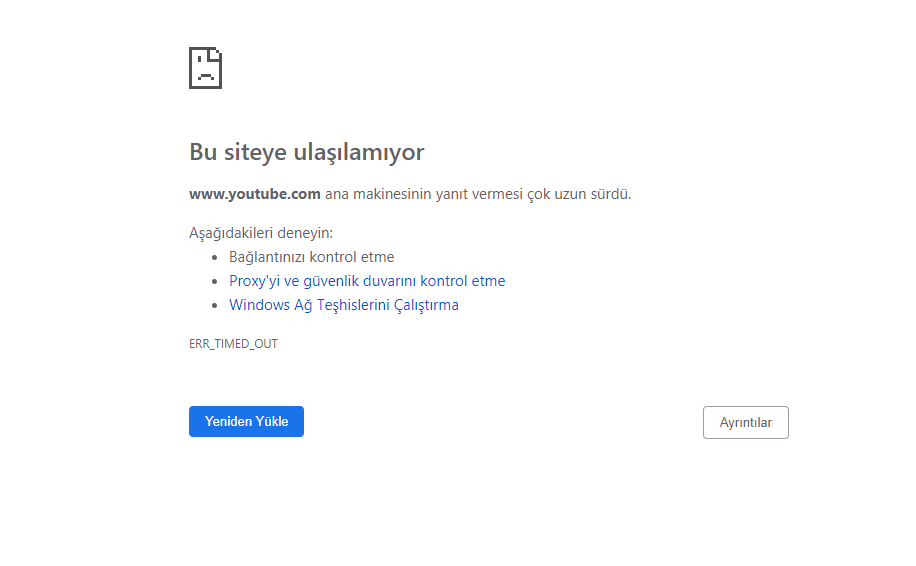 Bu siteye ulaşılamıyor ERR_TIMED_OUT Google Chrome Community