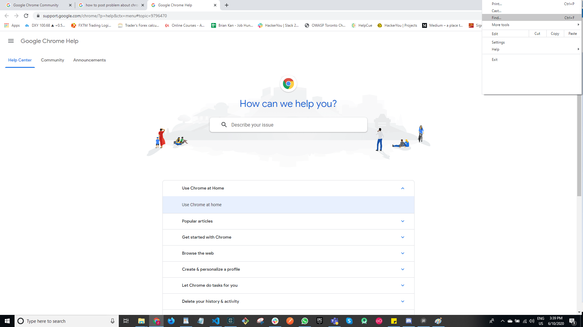 Chrome menu is shifted up and has white space on maximized browser