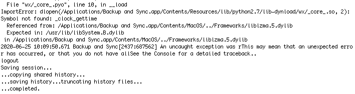 Backup and Sync not working on OS El Capitan 10.11.6 since 1 week