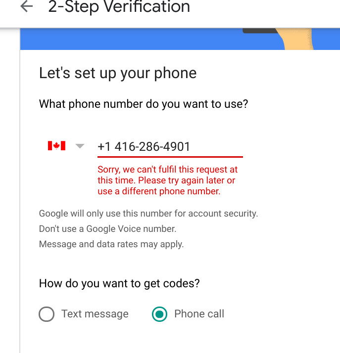 2Step Verification does not work for new Gmail account