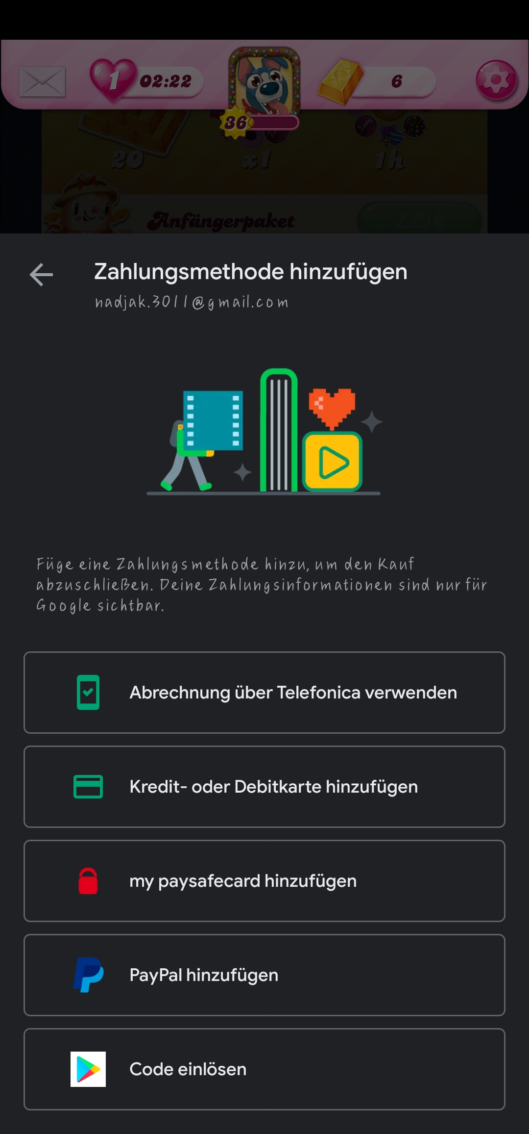 Kann mit meinem Google Play Guthaben nicht bezahlen. Das ist Bei