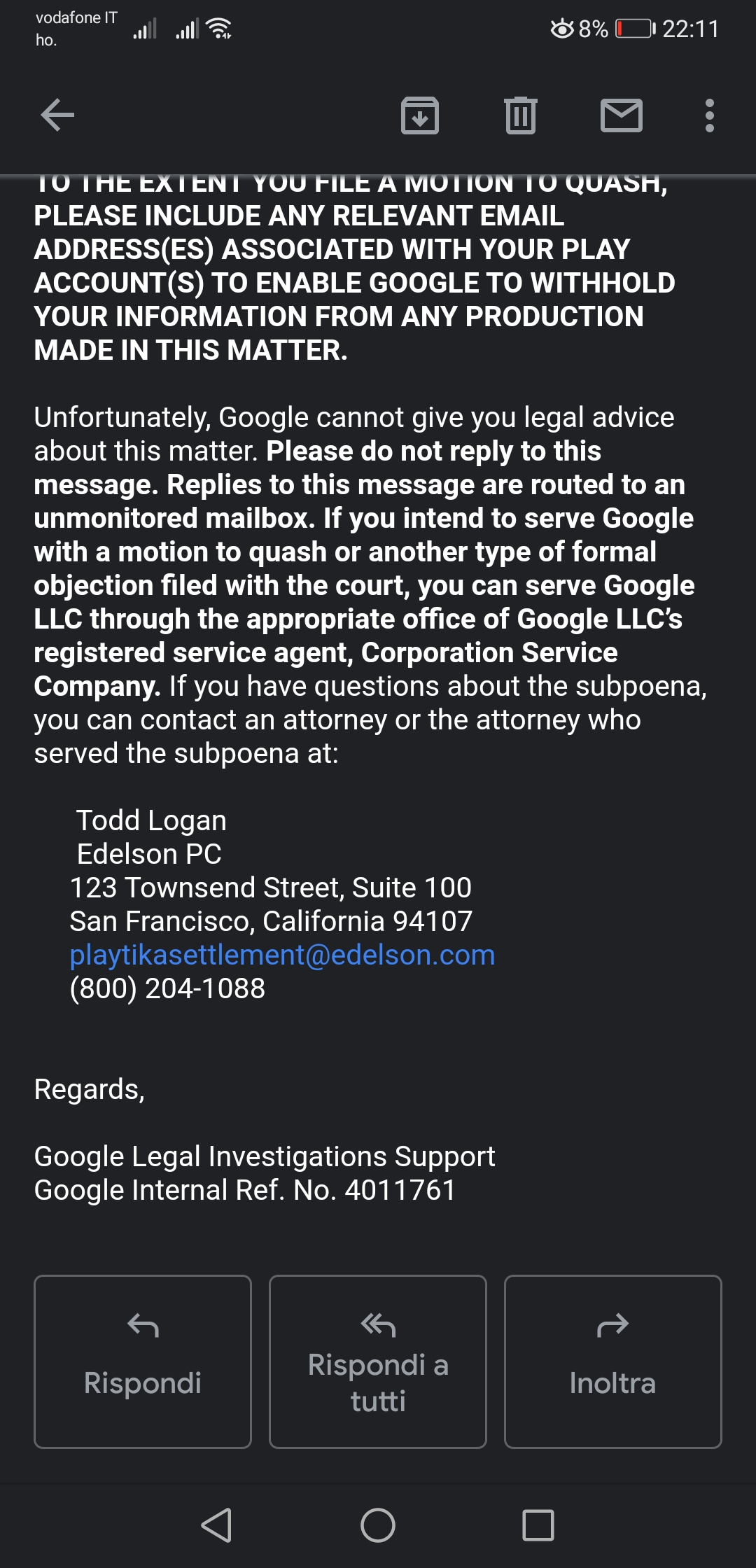 Email da è una comunicazione di