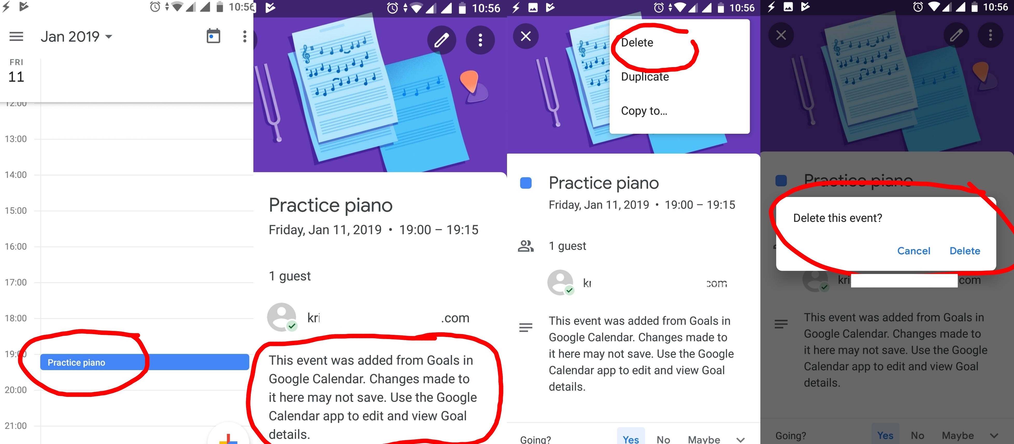 Google Calendar Goals Delete CALENDARSO