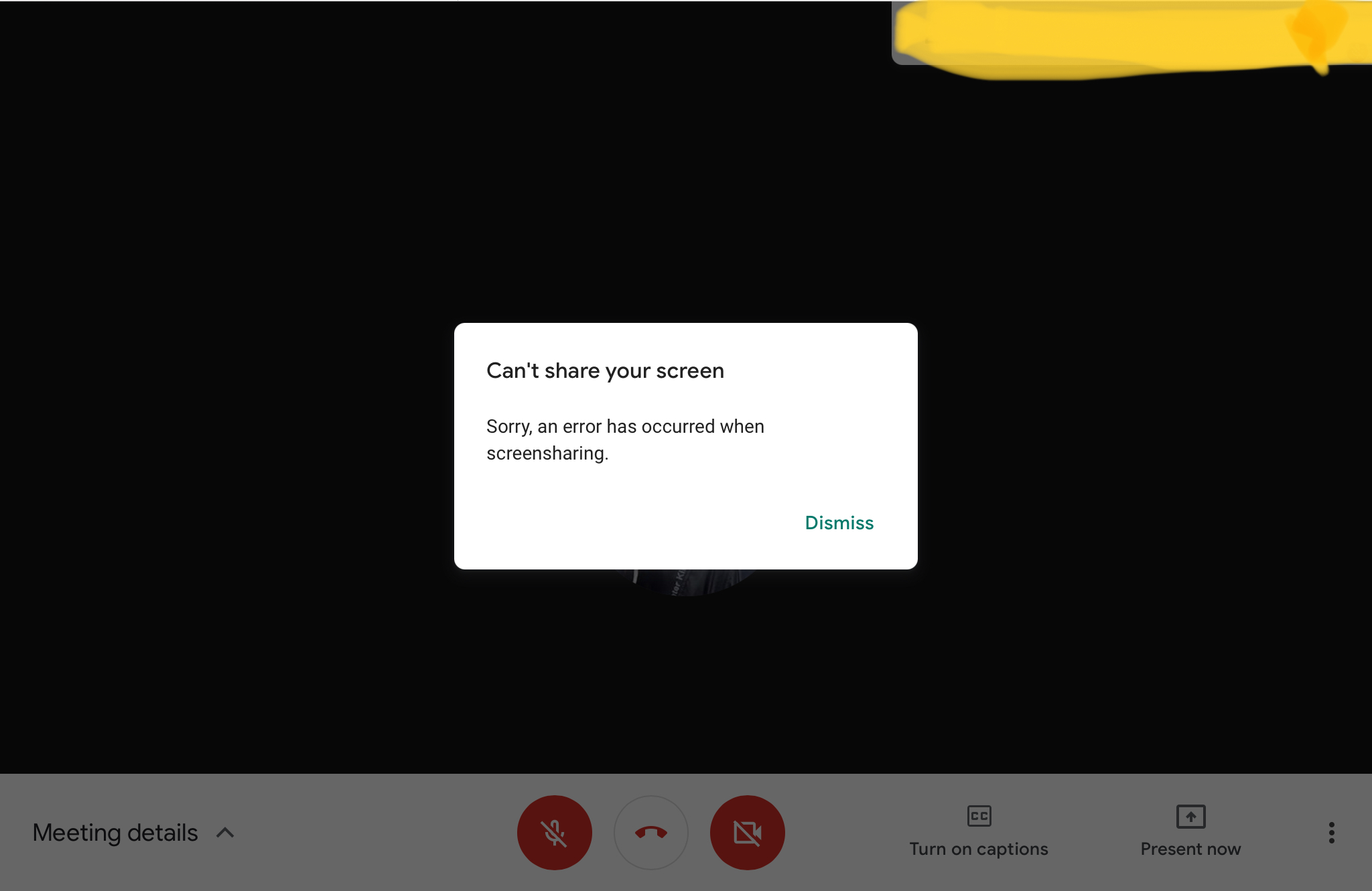 Not able to share my screen in google meet Google Meet Community