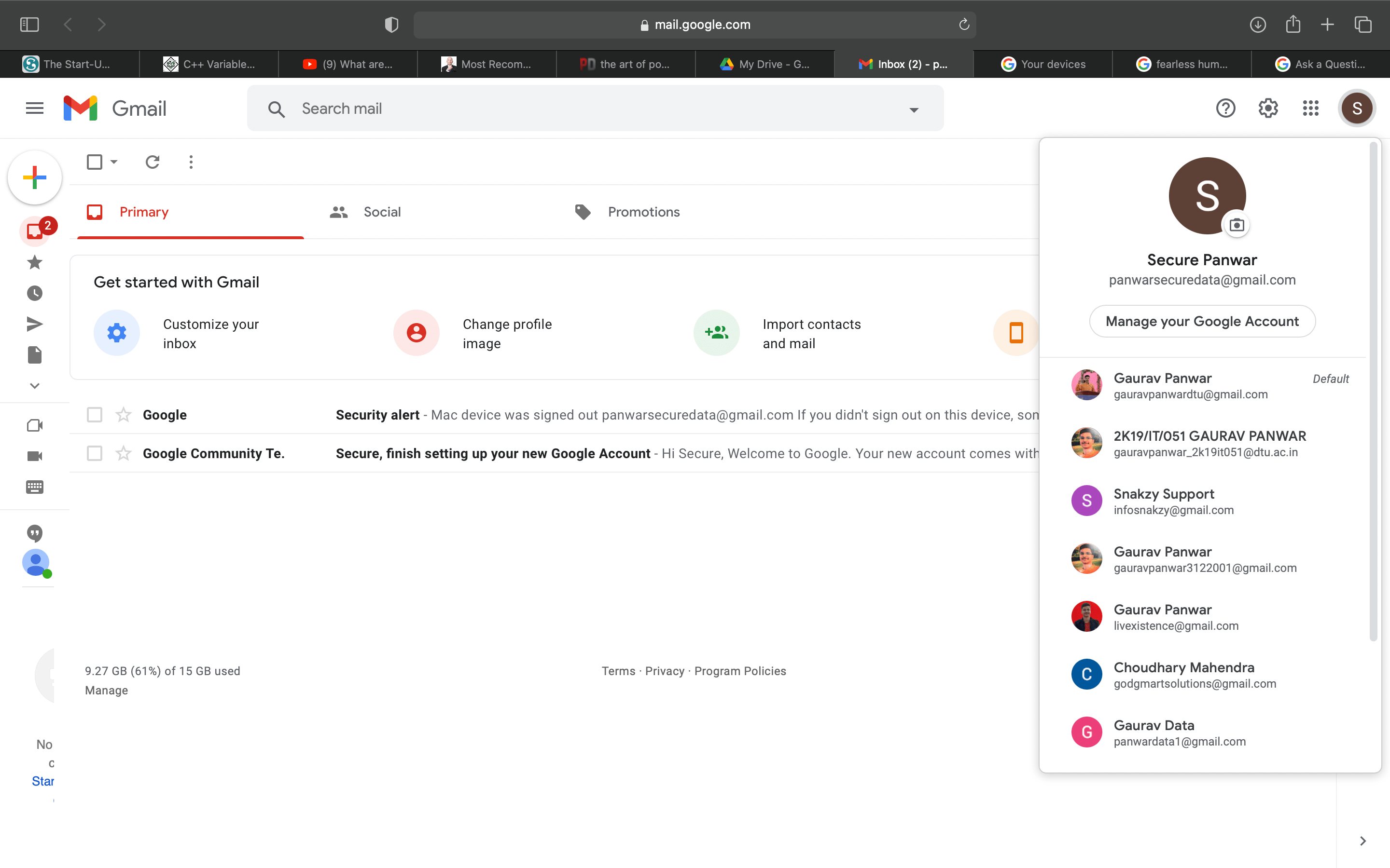 How can I Sign Out Just 1 Gmail Account when multiple